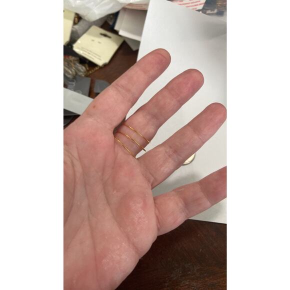 Handmade bead cluster ring gold tone - Picture 2 of 4